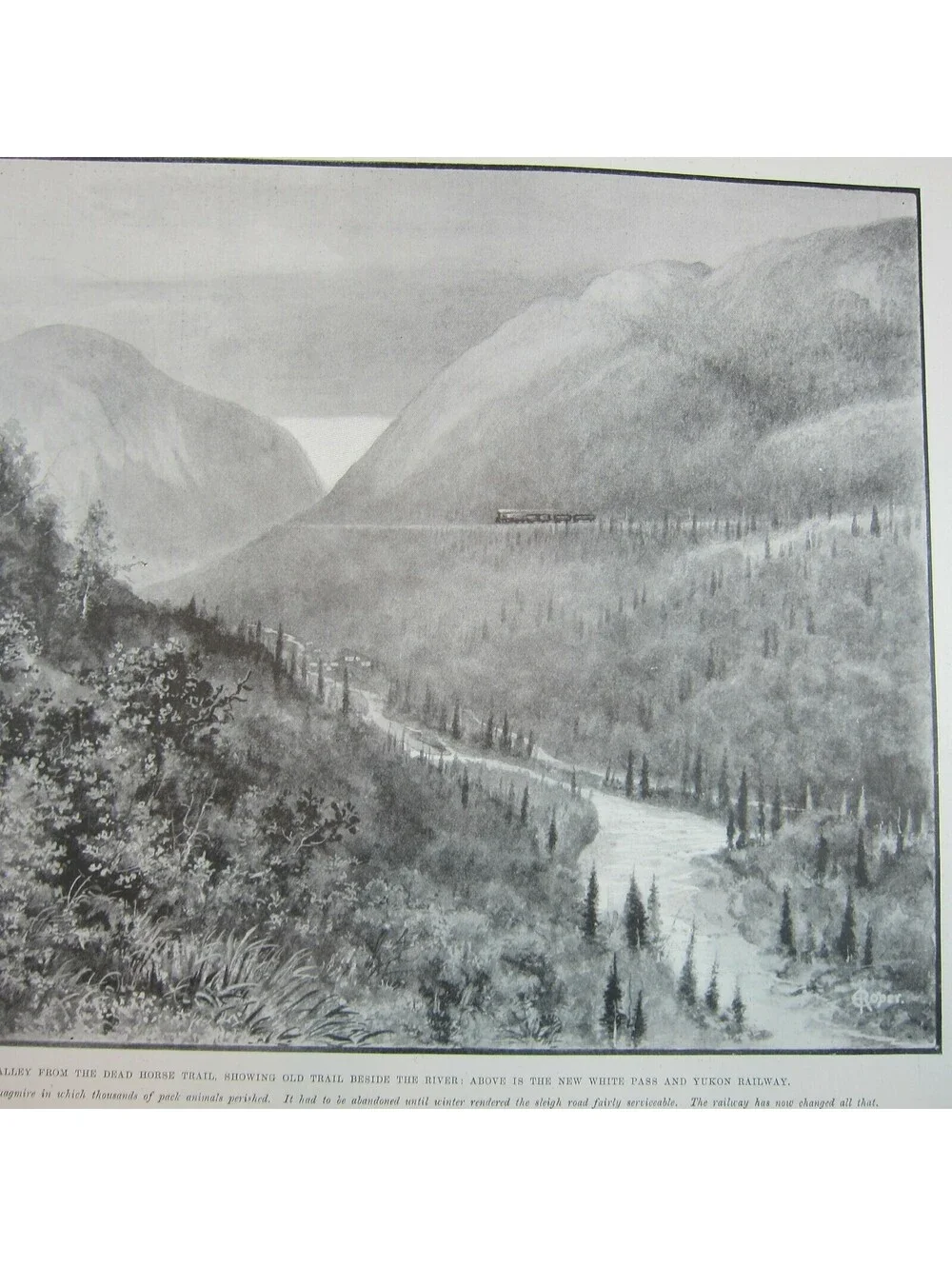 Antique 1899 Print Canada By Rail to Klondike, Skagway, White Pass Yukon Train